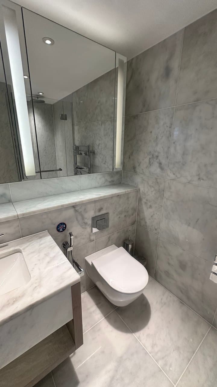 Completed en-suite bathroom finished fully in marble