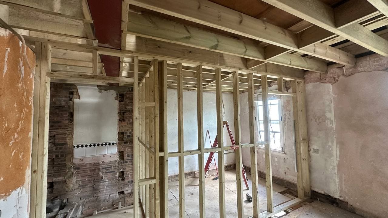 New upper-floor timber structure at the Chelsea residence